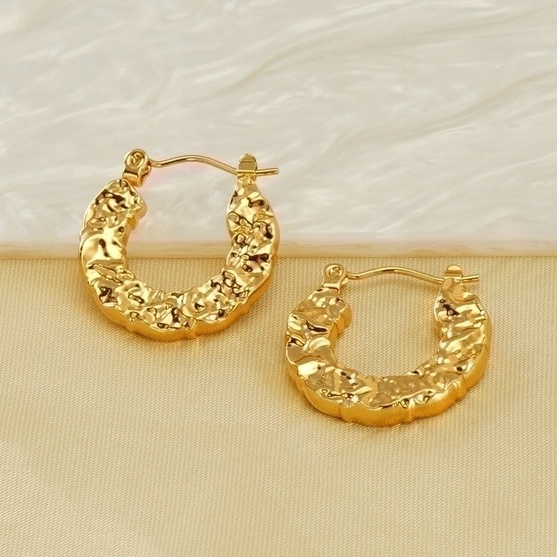 1 Pair Minimalist Water Droplets Polishing Gold Plated Stainless Steel Titanium Steel 18K Gold Plated Earrings