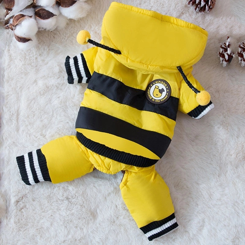 Cute Little Bee Autumn/winter Dog Sweatshirt Cat Two-leg Transformation Pet Teddy Warm Clothes
