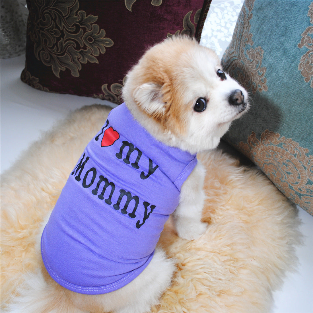 Letter Printed Cotton Dog Vest