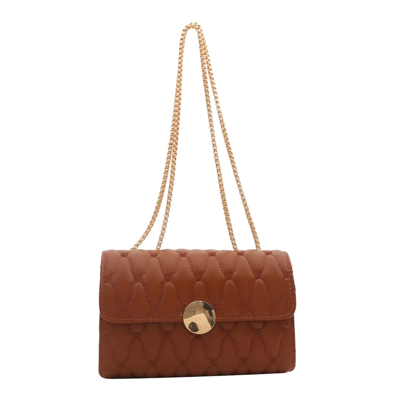 Women's Pu Leather Solid Color Basic Flip Cover Shoulder Bag Crossbody Bag