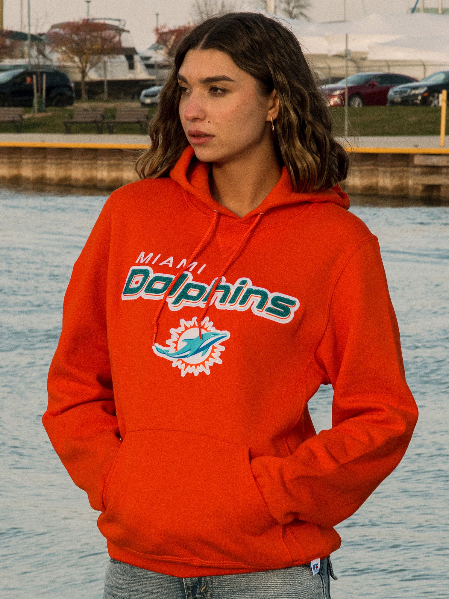 RUSSELL NFL MIAMI DOLPHINS END ZONE PULLOVER HOODIE