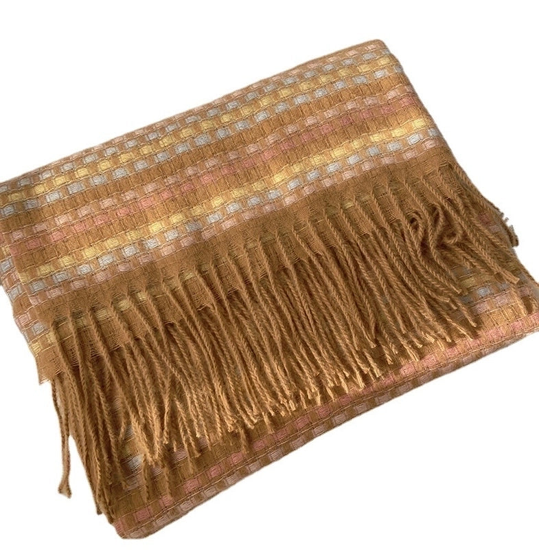 Women's Fashion Lattice Polyester Tassel Winter Scarves