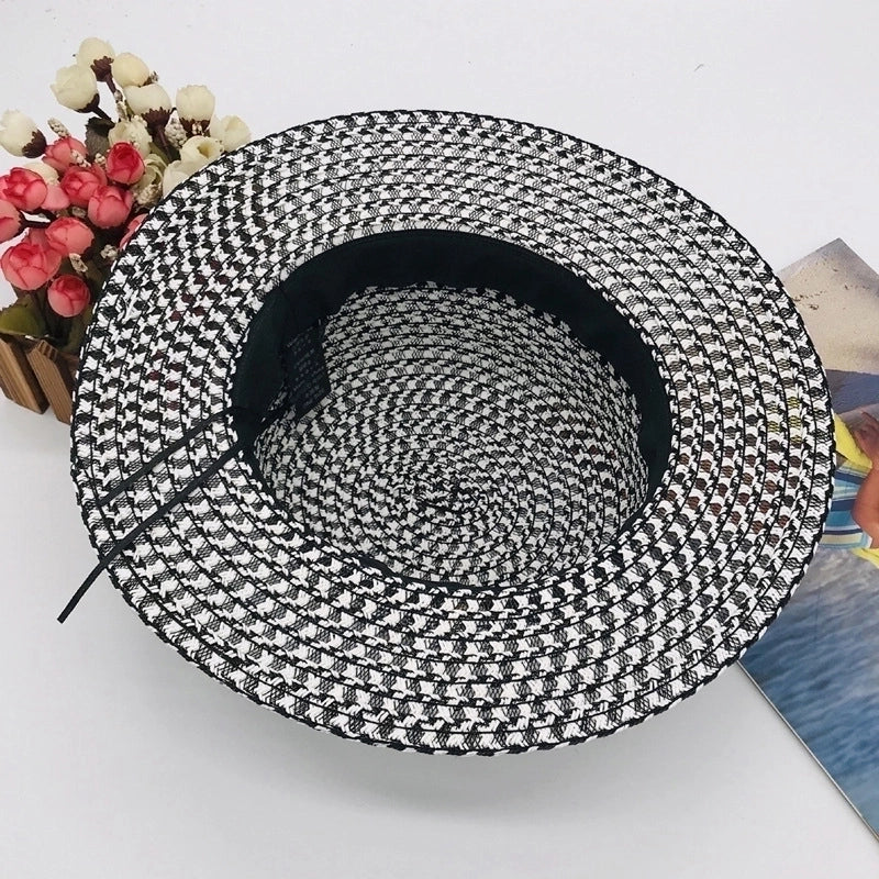 Women's Elegant Checkered Flat Eaves Floppy Hat