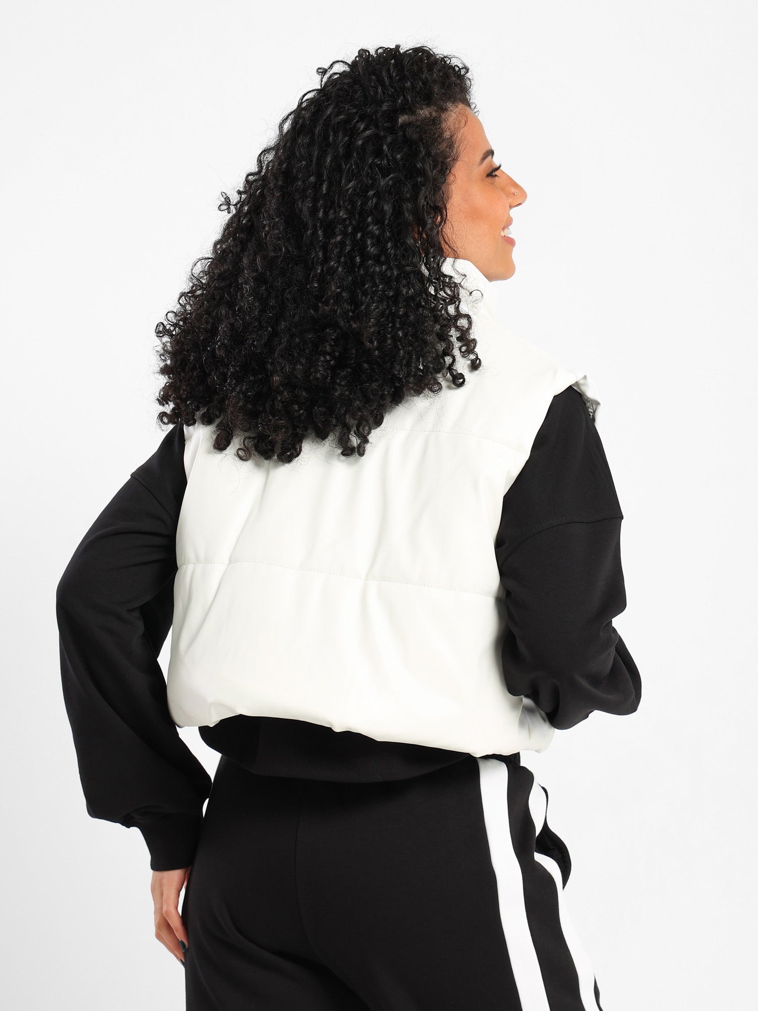 Cropped Puffer Leather Vest