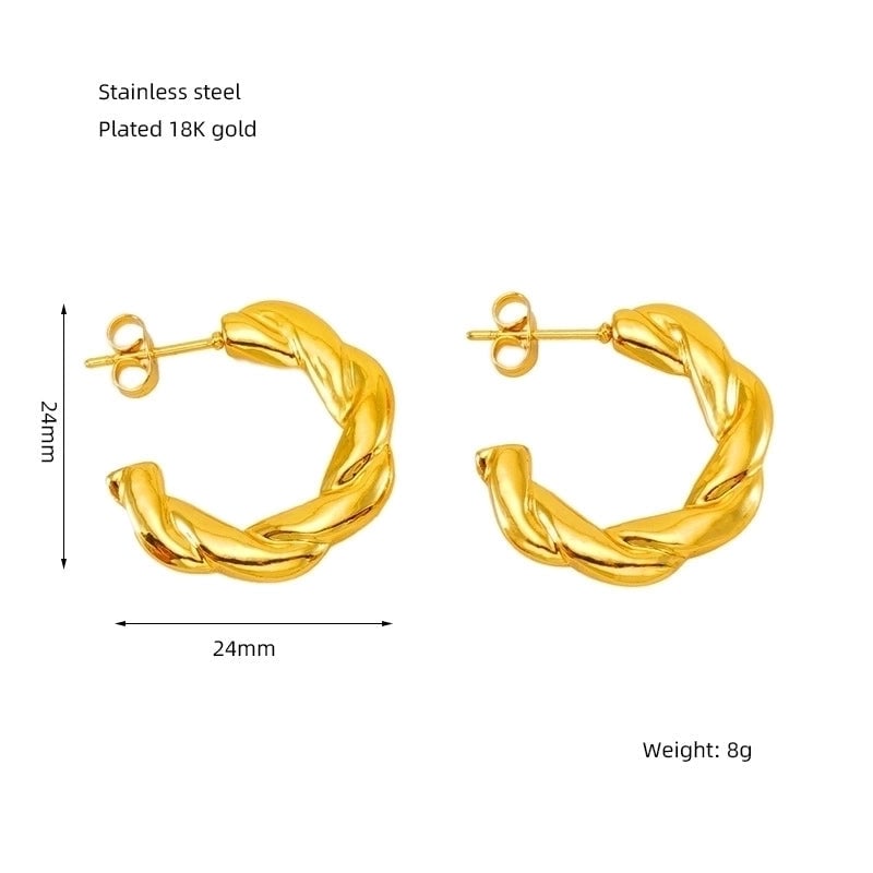 1 Pair Minimalist Bow Knot 304 Stainless Steel 18K Gold Plated Hoop Earrings