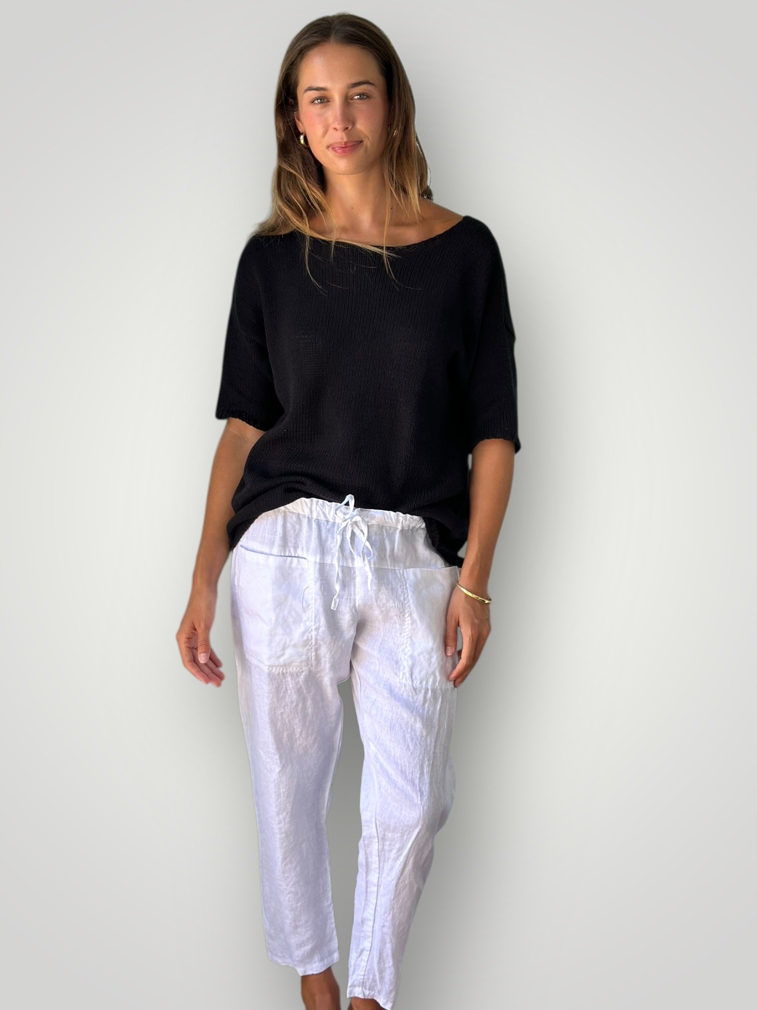 jessie pant-white linen