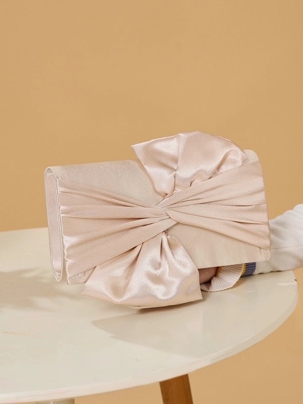 Champagne Red Silver Polyester Solid Color Evening Bags