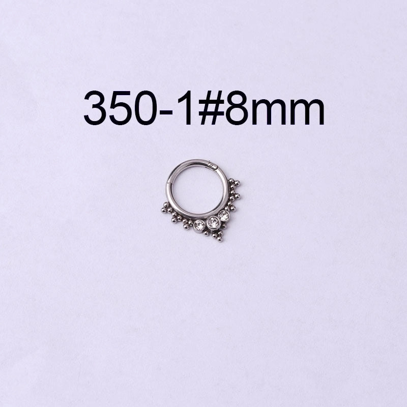 316 Stainless Steel  Fashion Inlaid Zircon Geometric Nose Ring