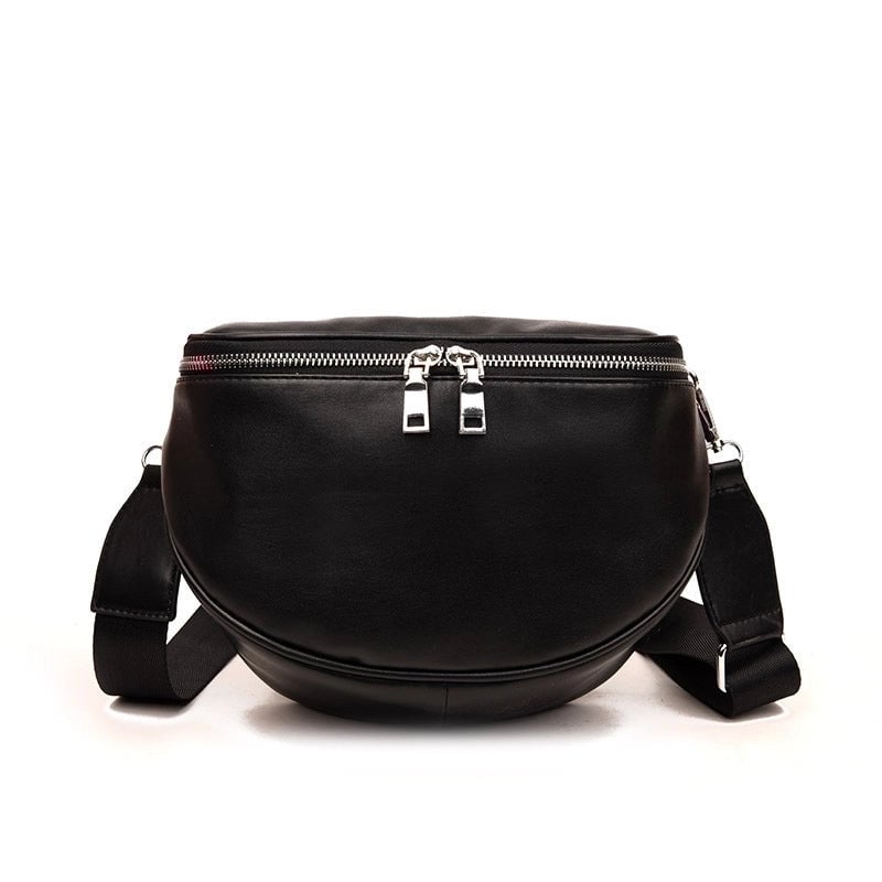 Medium Pu Leather Women's Fashion Large -capacity Soft Leather Crossbody Bag Semi -circular Saddle Bag