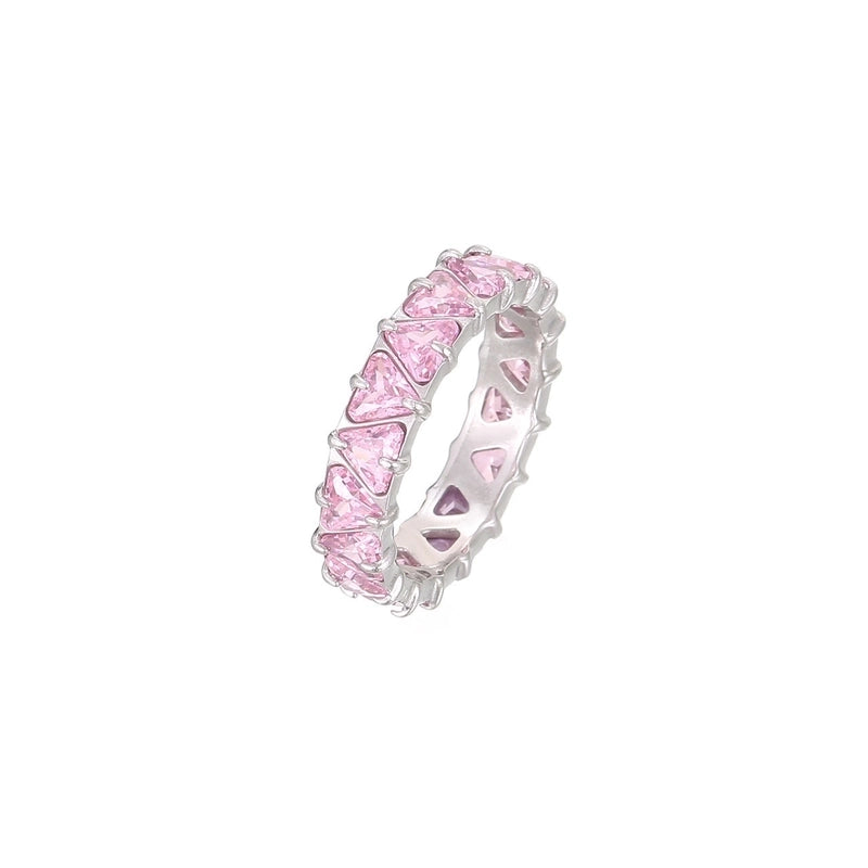 Minimalist Shiny Heart Shape 304 Stainless Steel Zircon 16K Gold Plated White Gold Plated Inlay Rings