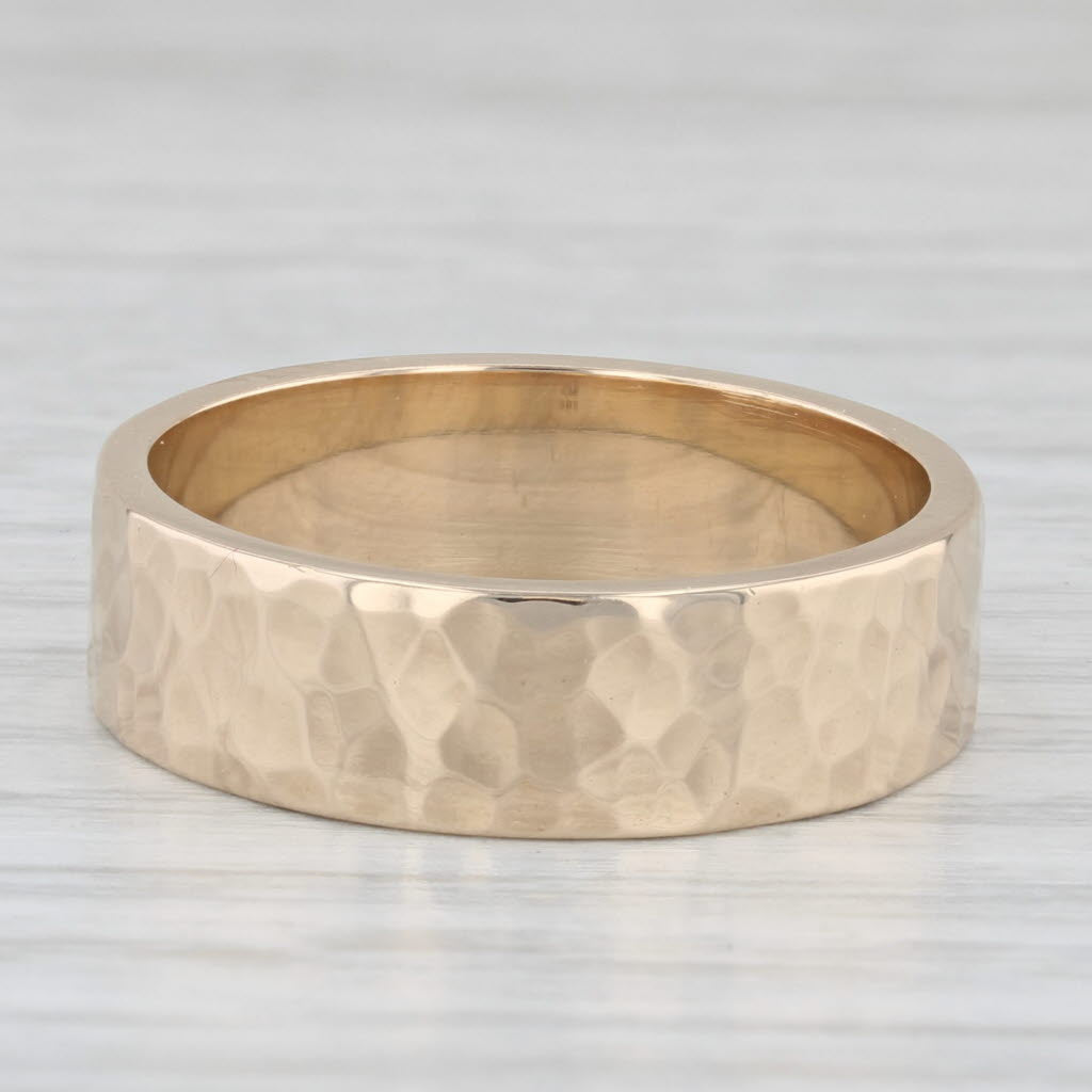 James Avery Amore Band 14k Yellow Gold Hammered Finish Wedding Ring Size 10