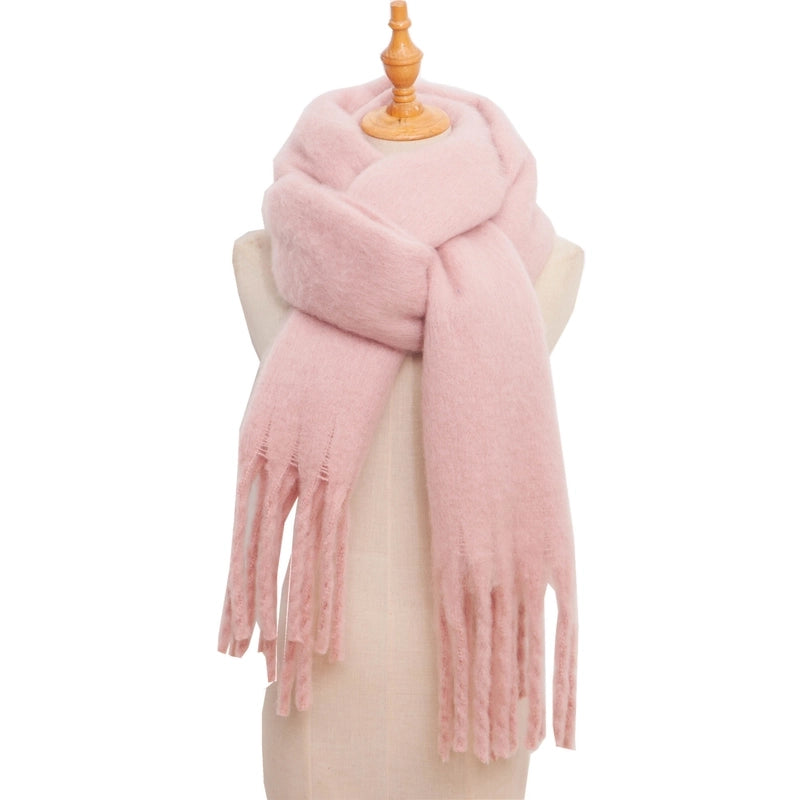 Women's Minimalist Solid Color Polyester Scarf