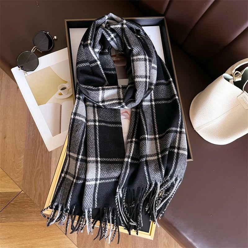 Unisex Business Basic Minimalist Tassel Imitation Cashmere Polyester Scarf