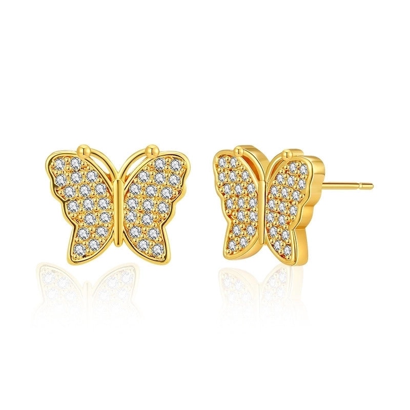 1 Pair Sweet Minimalist Moon Heart Shape Plating Inlay Copper Zircon Ear Studs