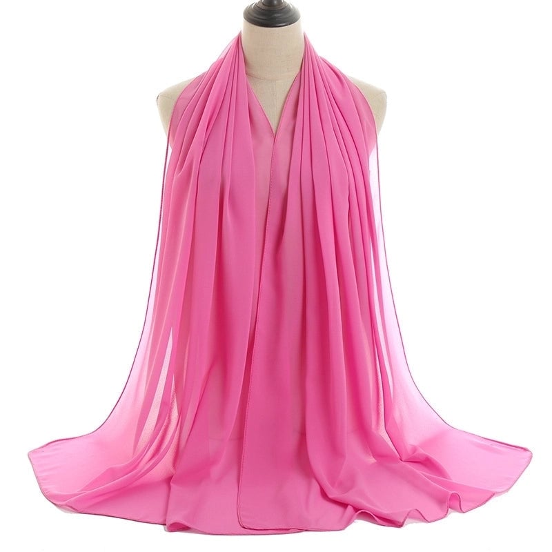 Women's Minimalist Solid Color Chiffon Cotton Linen Scarves