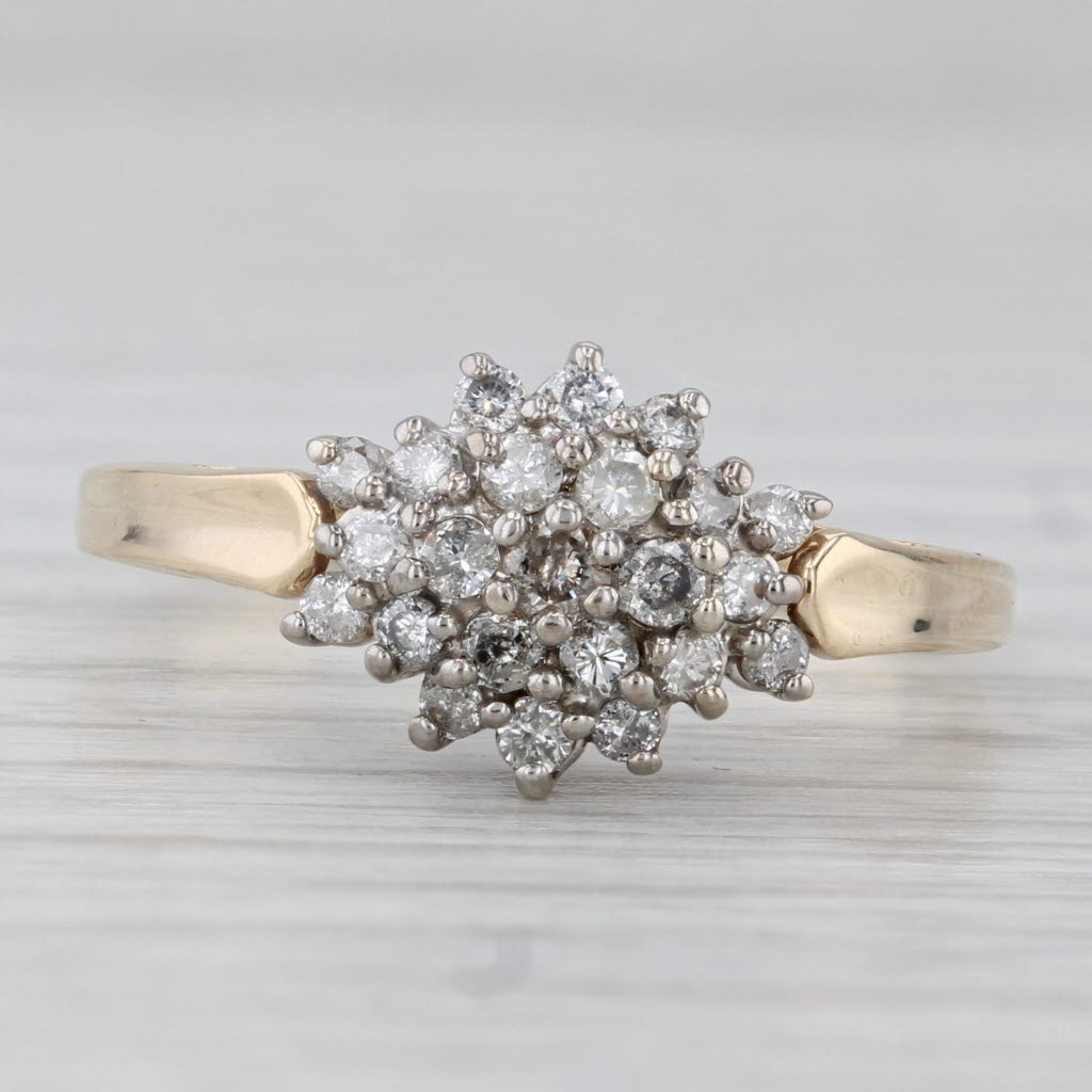 0.40ctw Diamond Cluster Engagement Ring 10k Yellow White Gold Size 9.25