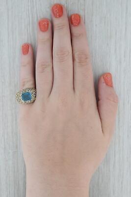 8.50ctw London Blue Topaz Pave Ring 14k Yellow Gold Size 7.25 Cocktail