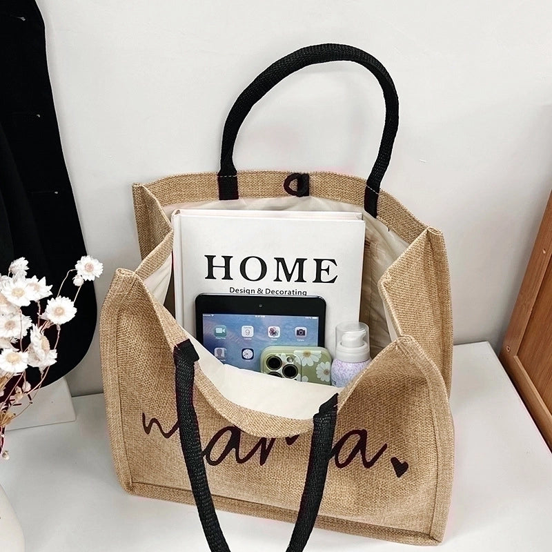 Women's Vintage Style Letter Cotton And Linen Shopping Bags