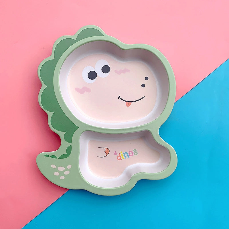 Creative Cute Cartoon Bamboo Fiber Children Dishes Household Kindergarten Children's Plate Baby Grid Plate