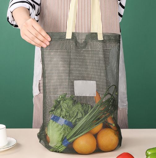 Reusable Storage Mesh Bags Washable Handbag Grocery Fruit Vegetable Hollow Net Bag Garlic Onion Organizer