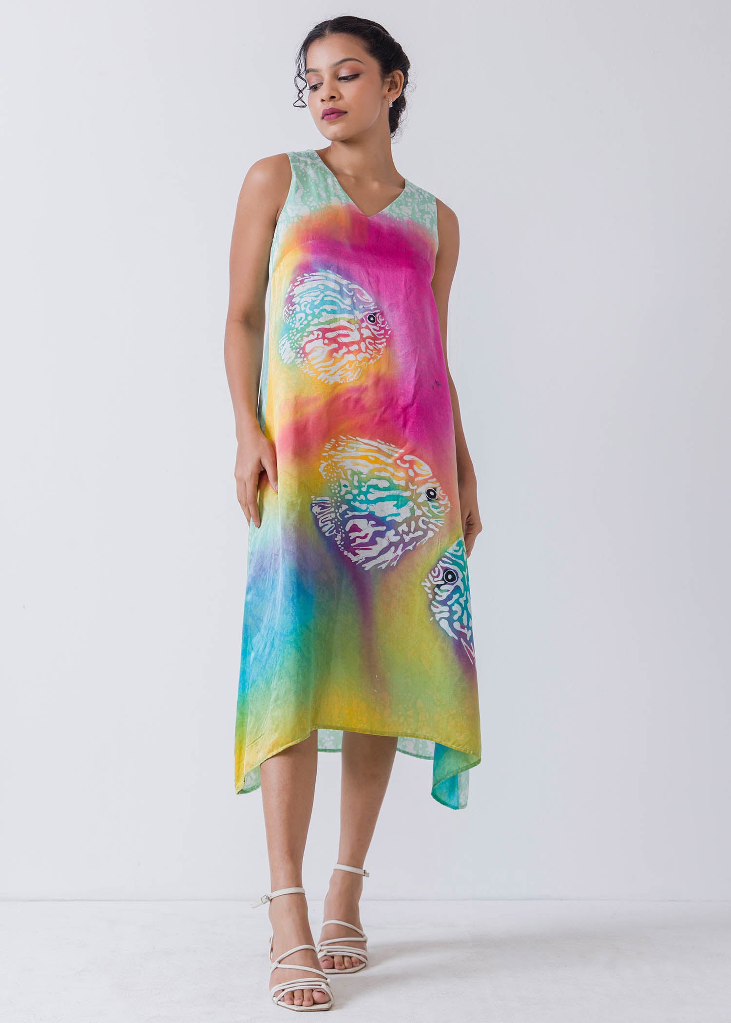 Multi Coloured Sleeveless Batik Dress