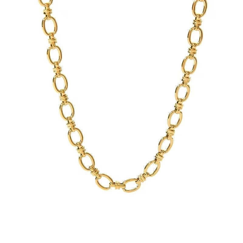 Hip-Hop Retro Solid Color Titanium Steel Plating Jewelry Set