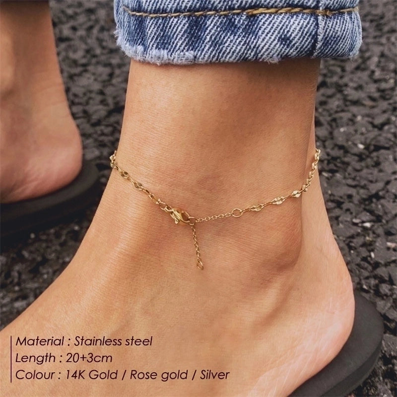 Geometric Stainless Steel Plating Inlaid Gold 14K Gold Plated Women'S Anklet