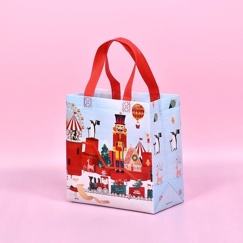 Hot Sale Christmas Non Woven Bag Christmas Cottage Tote Shopping Gifts Student Supplies Storage Bag