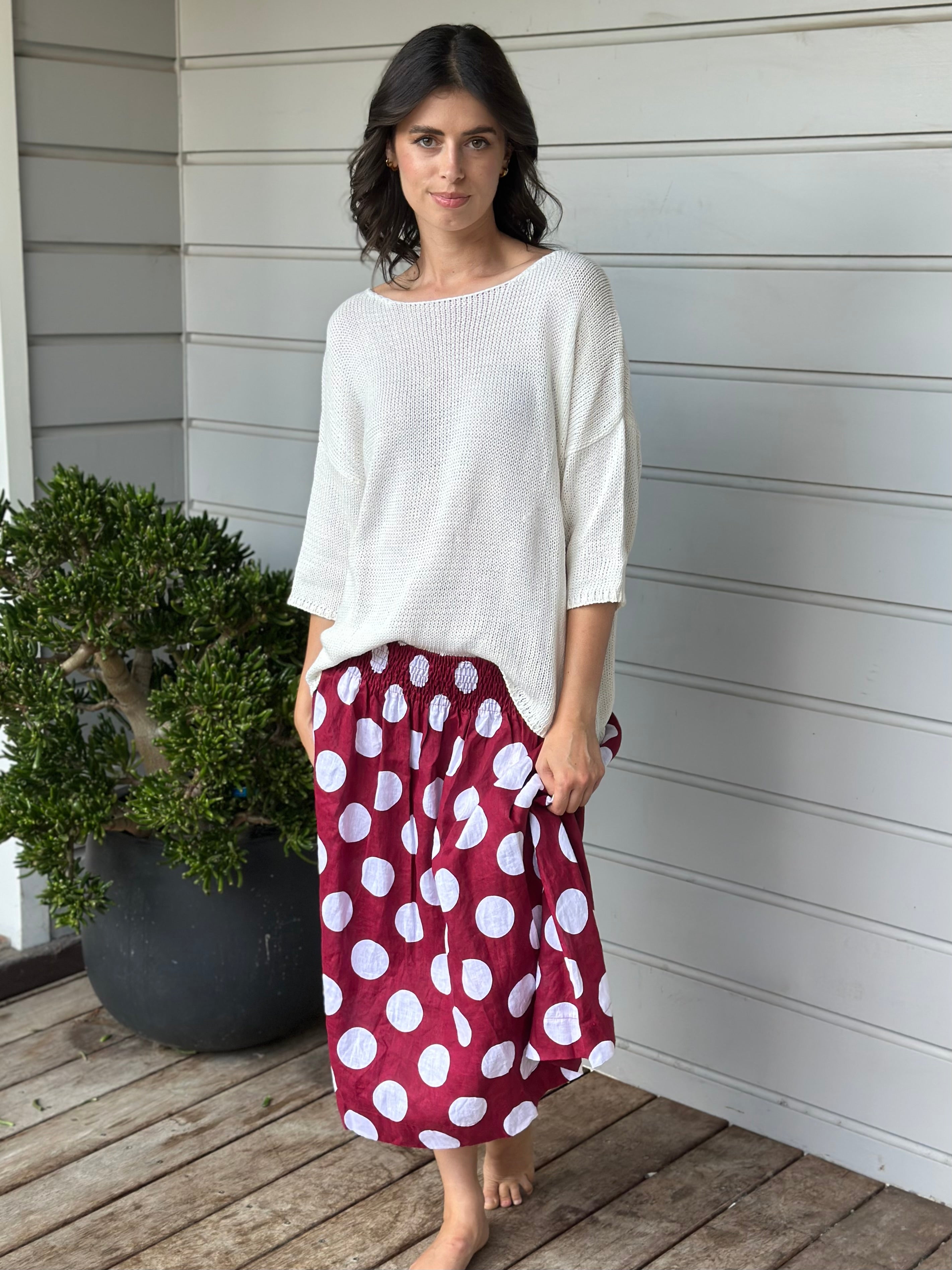 lola skirt - big wine spot linen