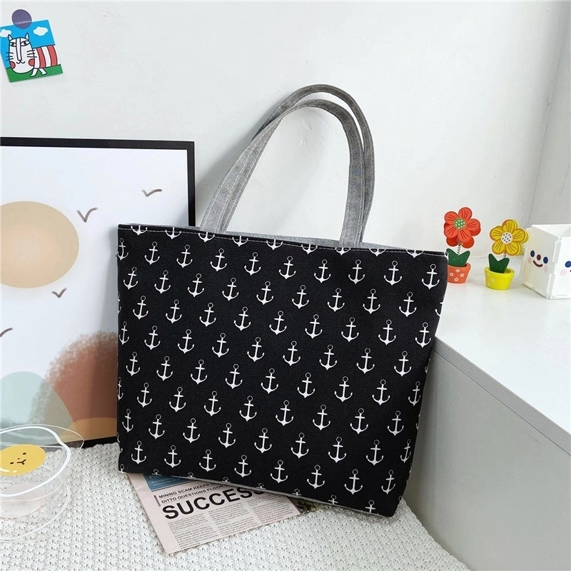 Women's Large Spring&Summer Canvas Anchor Basic Open Canvas Bag
