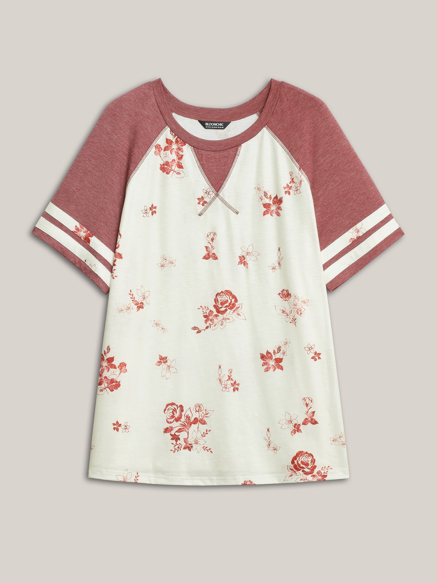 Bamboo Stretchy Color Contrast Printed T-Shirt