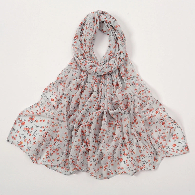 Women's Elegant Sweet Flower Polyester Scarf Shawl