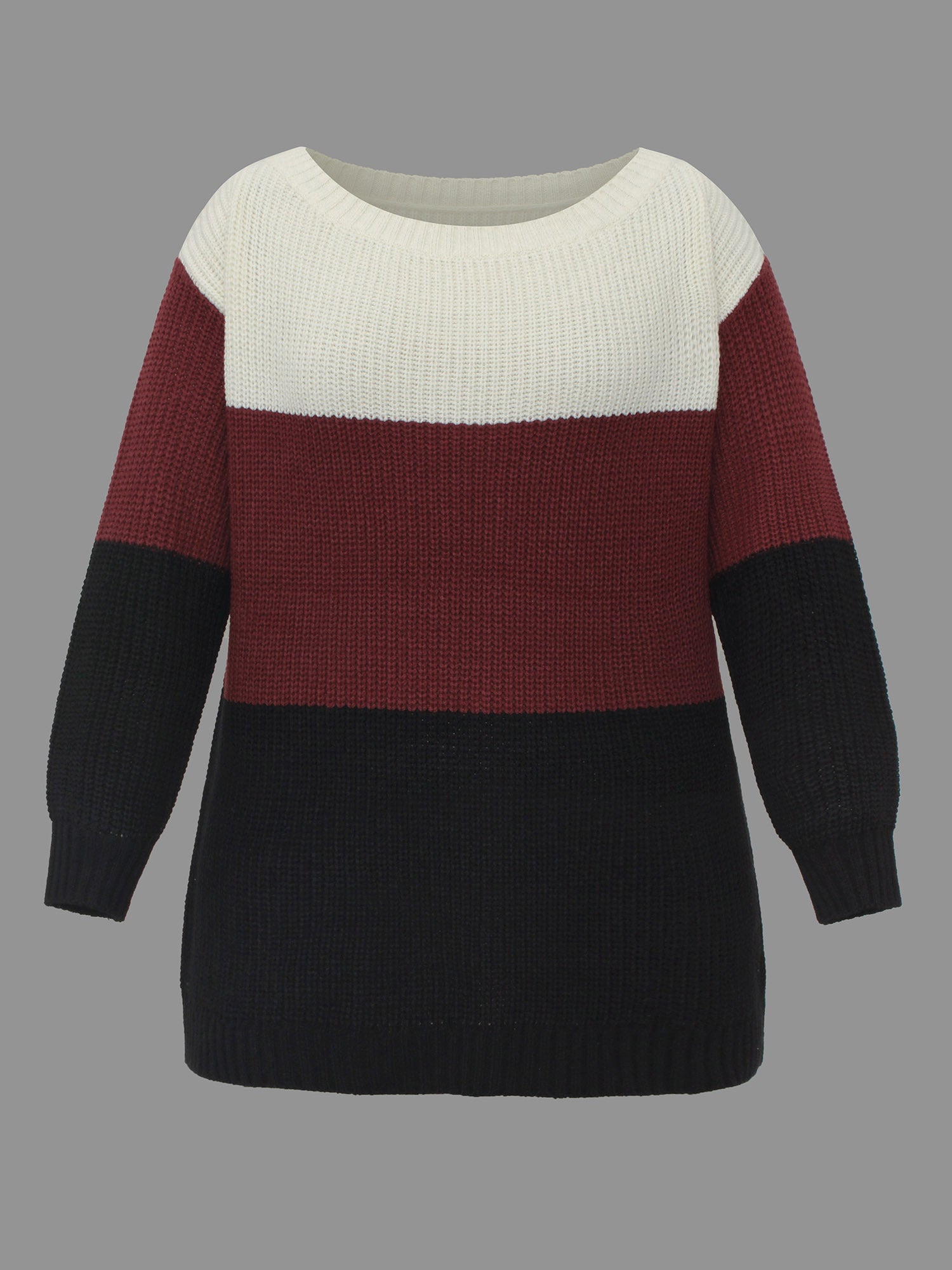 Boat Neck Colorblock Contrast Pullover