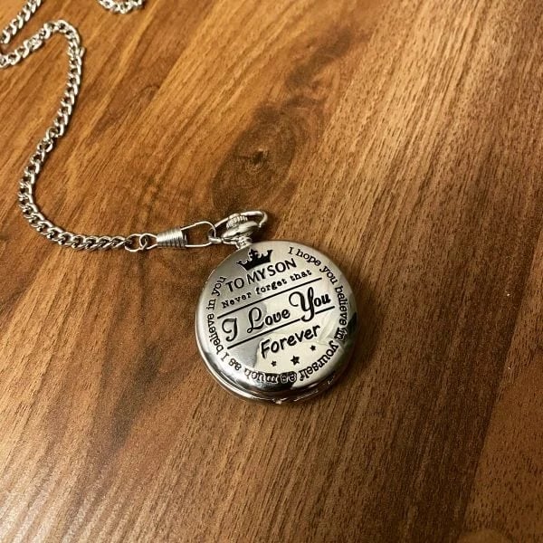 To My Son Quartz Pocket Chain Watch