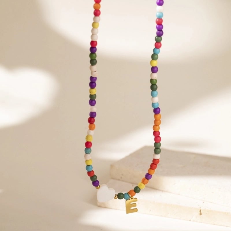 Cute Geometric 304 Stainless Steel Beaded Chain Pendant Necklace