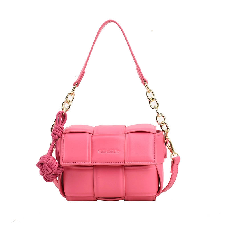 Women's Medium Pu Leather Lattice Solid Color Streetwear Magnetic Buckle Crossbody Bag
