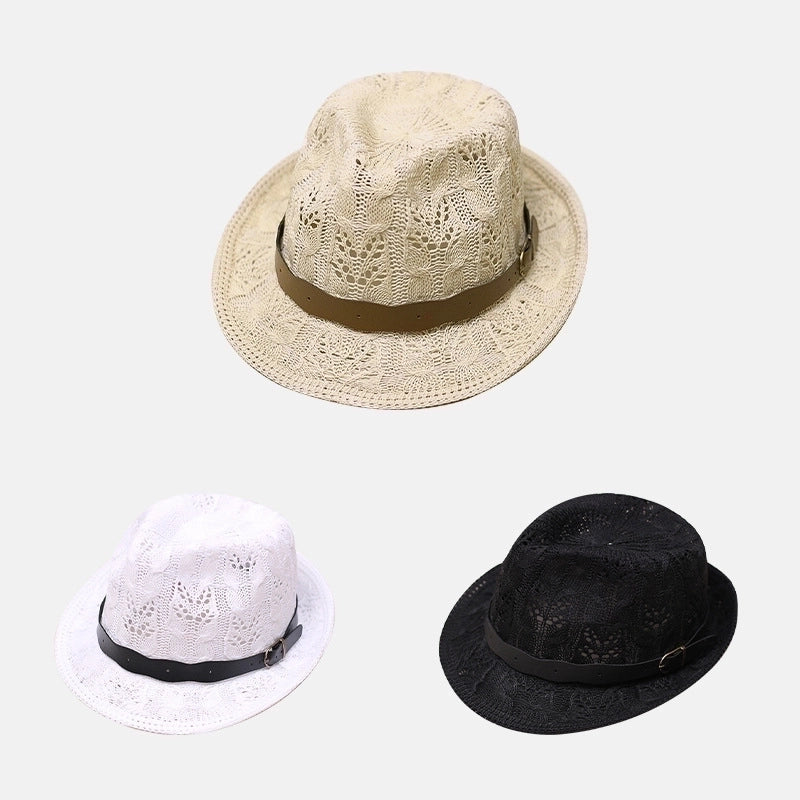 Unisex Basic Solid Color Flat Eaves Fedora Hat