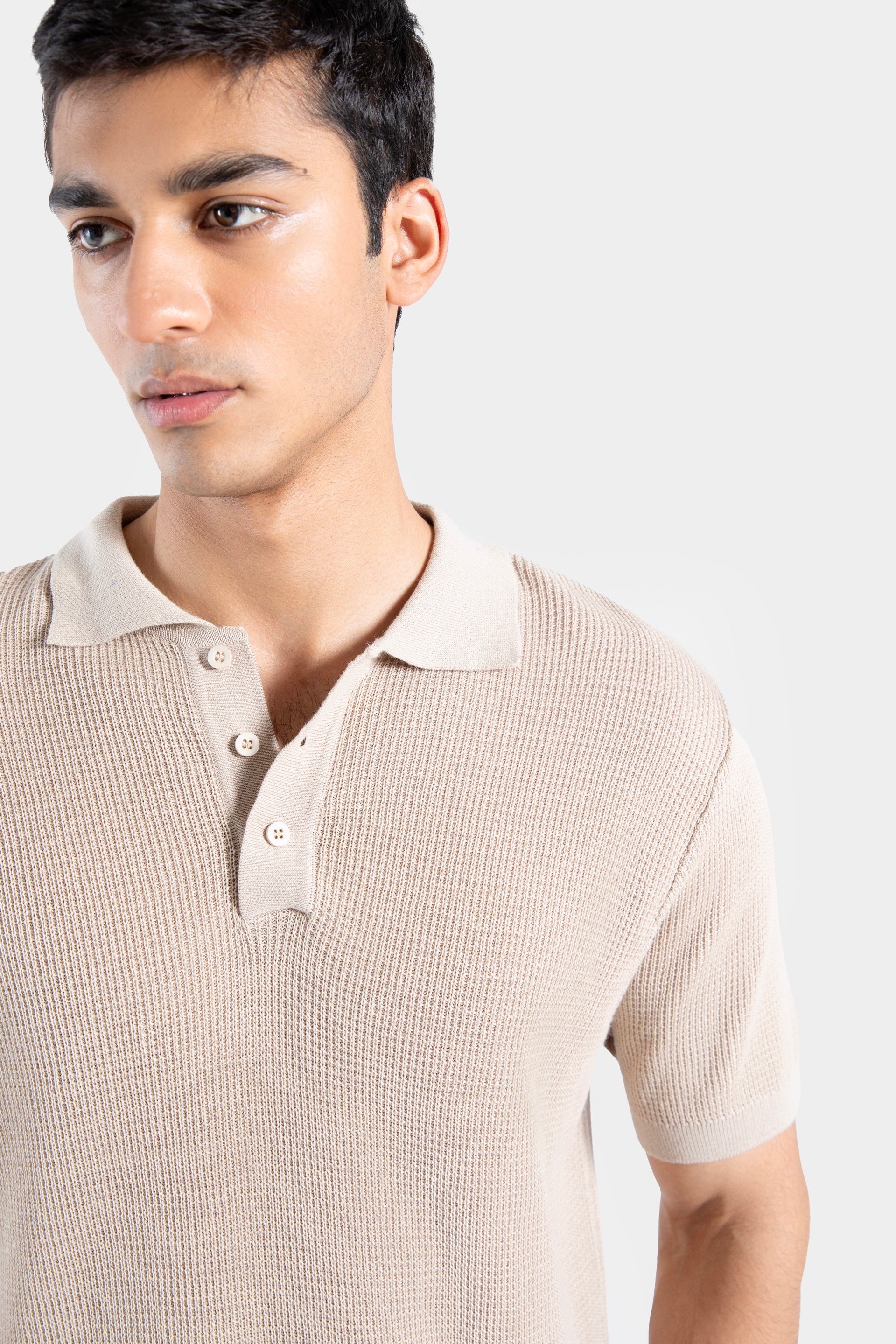 Textured Knit Polo Shirt