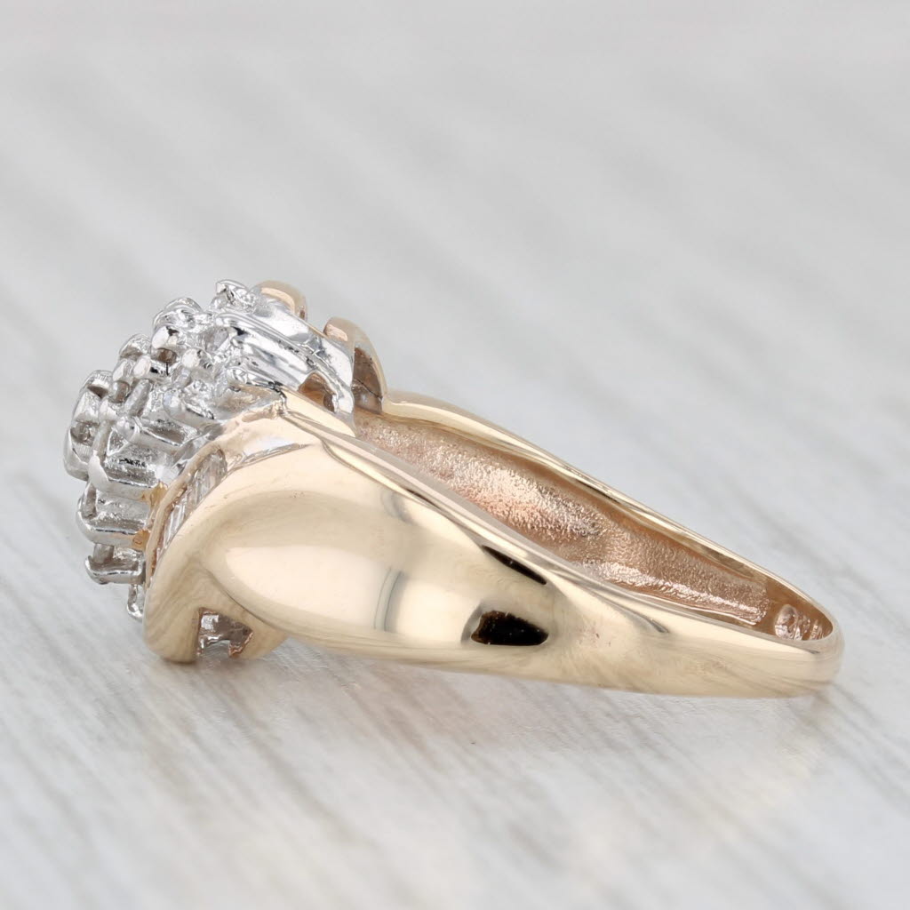 0.70ctw Diamond Cluster Bypass Ring 10k Yellow Gold Size 5