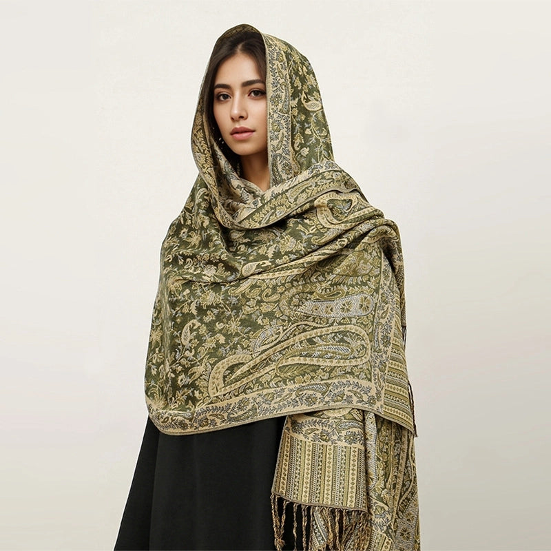 Women's Elegant Geometric Cotton Acrylic Shawl