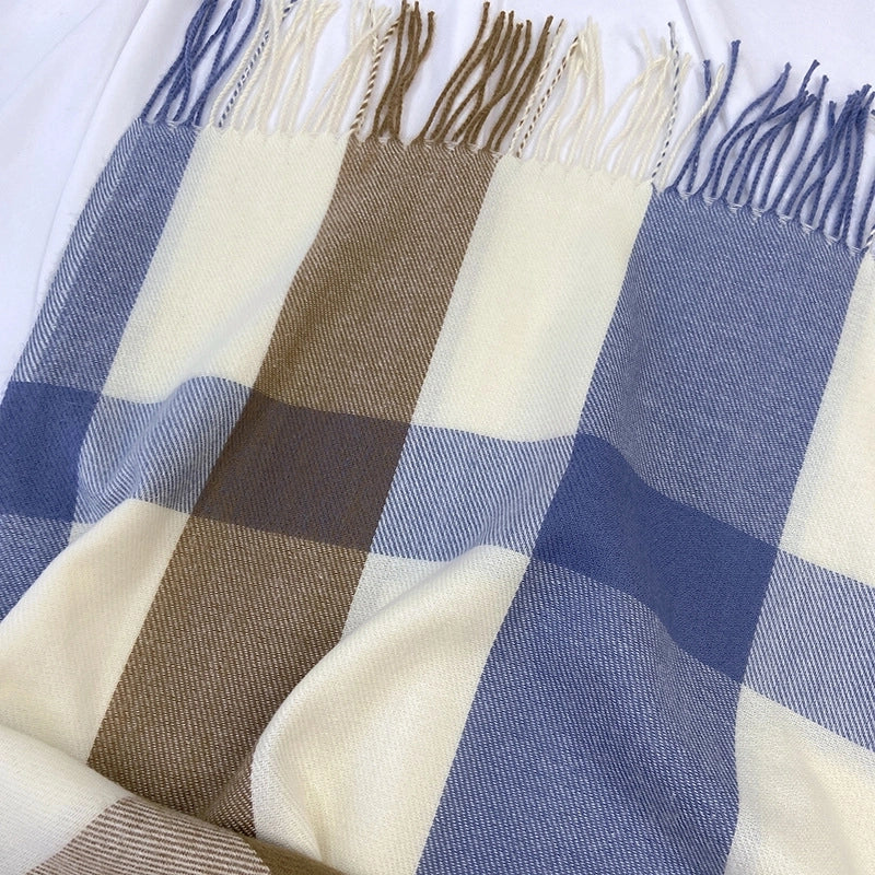 Women's Preppy Style Lattice Polyester Scarf