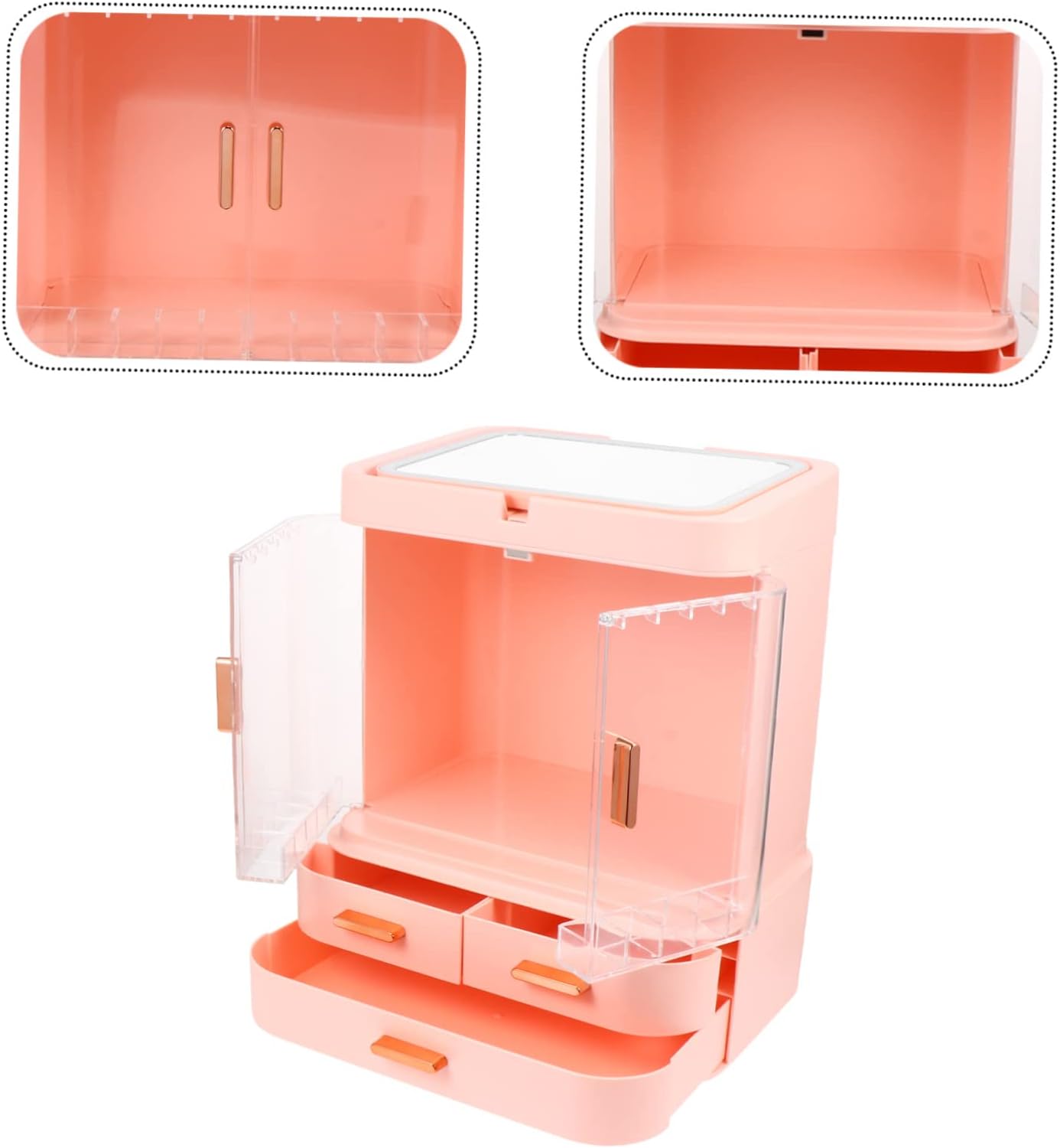 Makeup Jewelry Organizer Tray Box. LED Cosmetic Storage Box