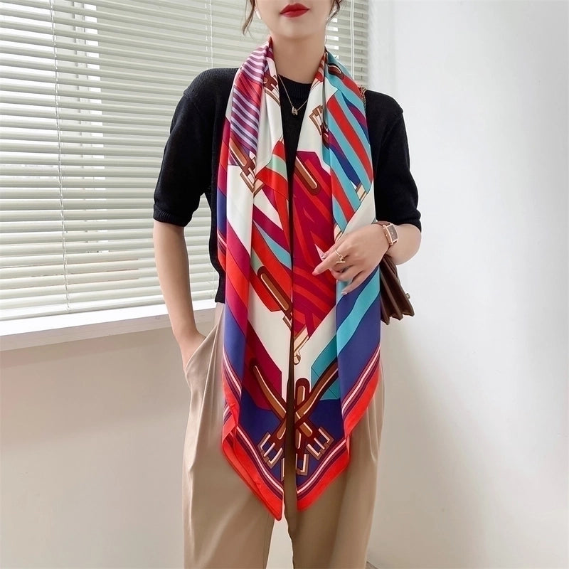 Women's Elegant Minimalist Plant Polyester Silk Scarf