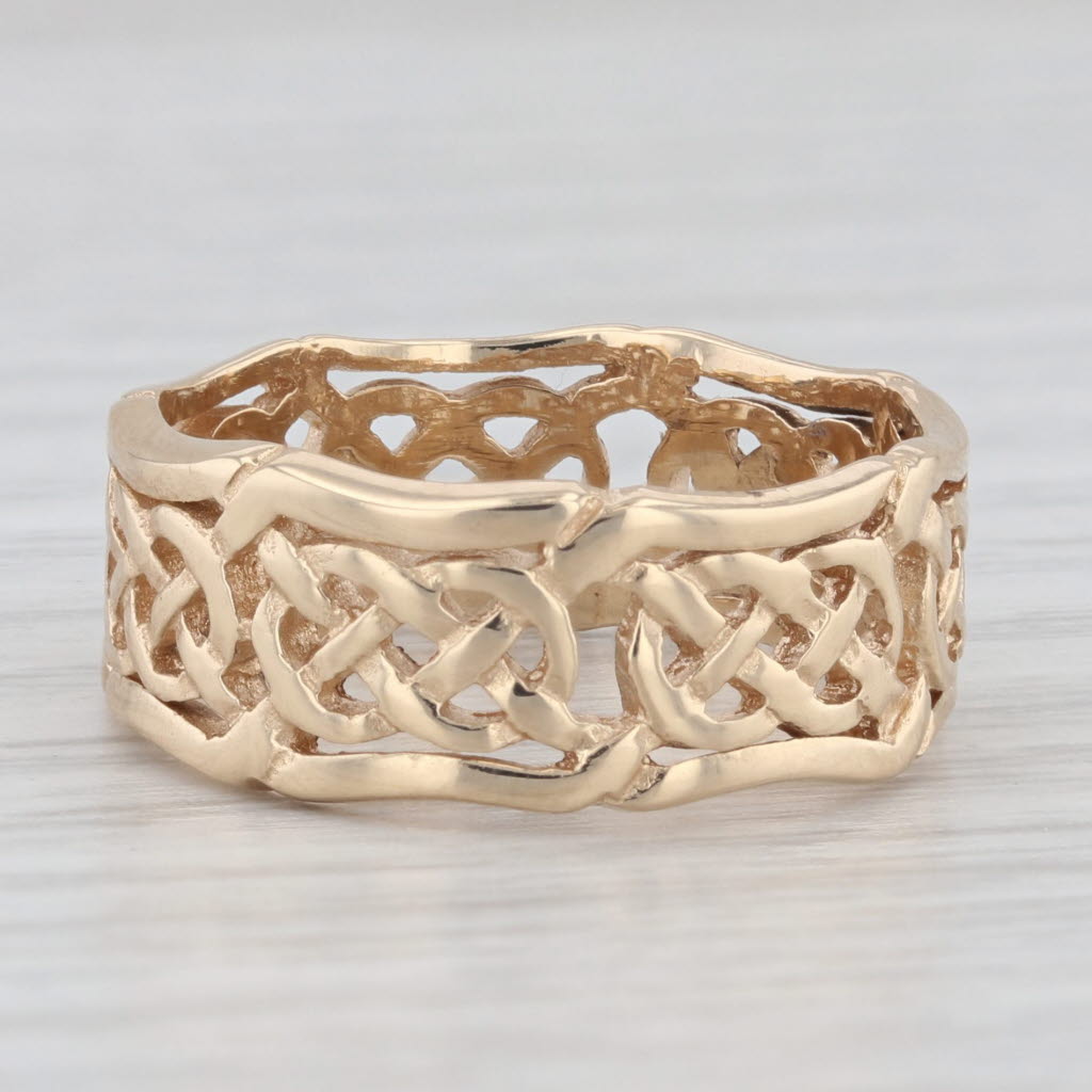 Celtic Knot Pattern Ring 14k Yellow Gold Size 6.5 Band Wedding