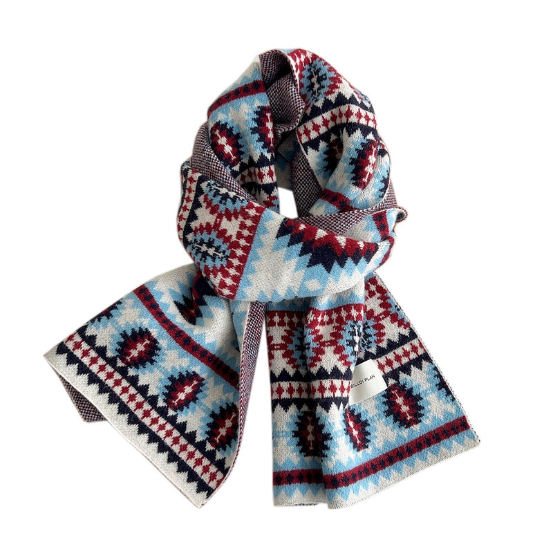 Festive Knitted Scarf Women's Winter Long Fashion All-matching Thick Warm Wool Scarf Fashion Student