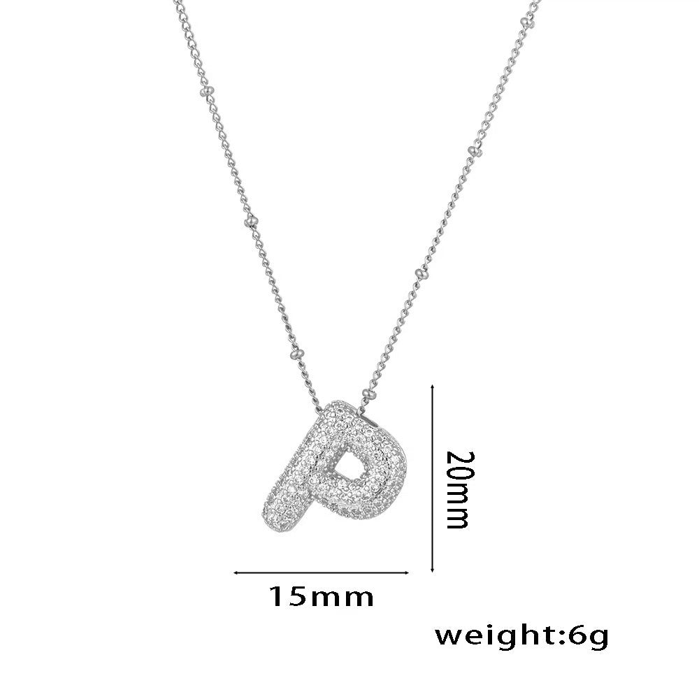 New Micro-Inlaid Zircon 26 Letter Pendant Necklace Copper Plated 18K Gold Fashionable And Classic