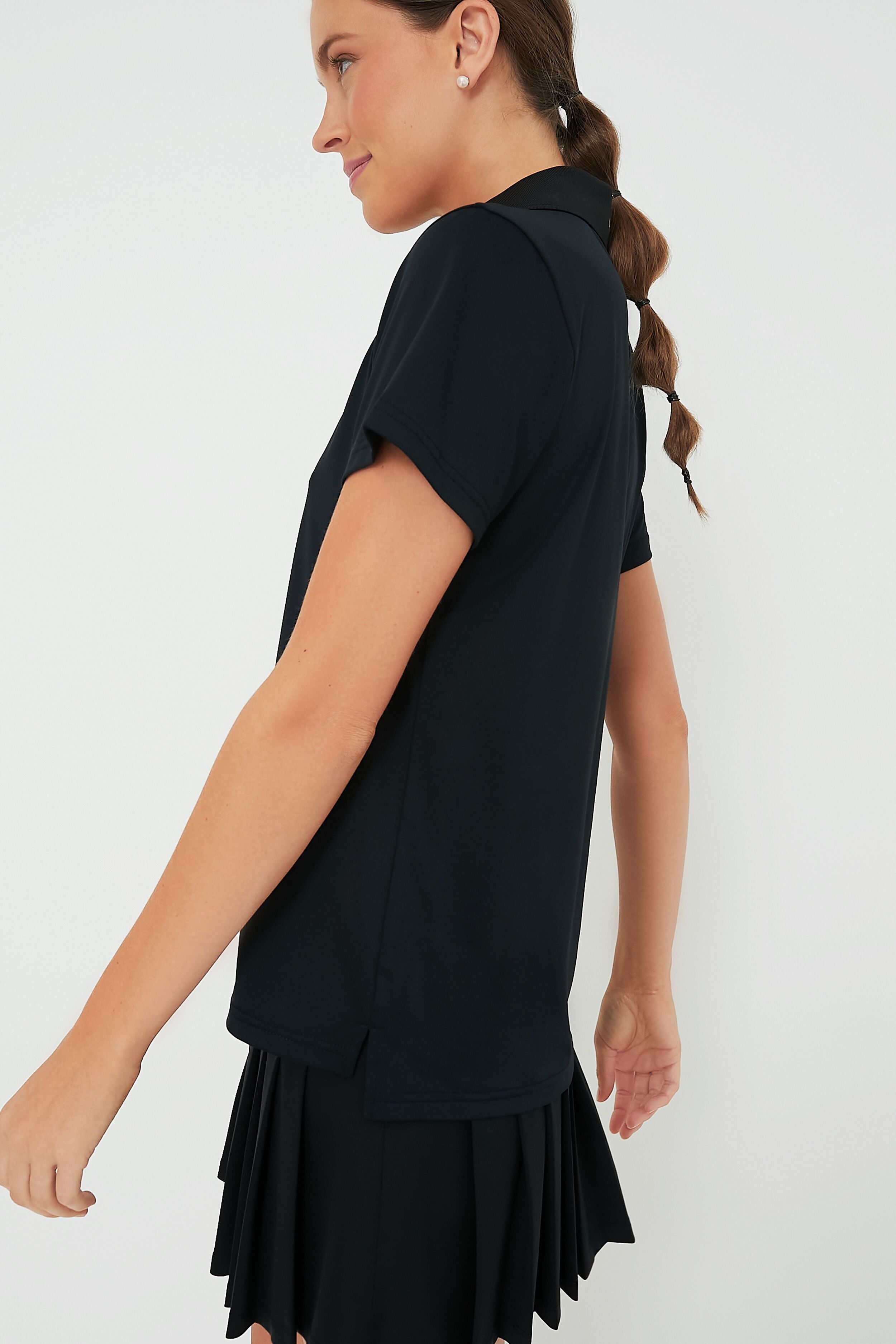 Black Short Sleeve Caroline Polo