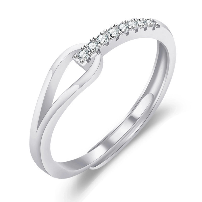 Minimalist Solid Color Copper Plating Inlay Artificial Diamond Rings 1 Piece