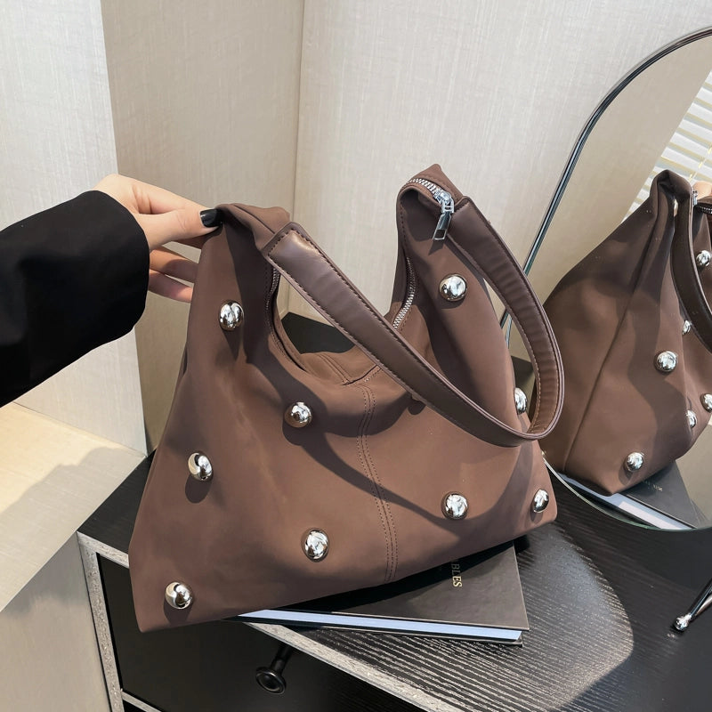 Women's Pu Leather Solid Color Vintage Style Dumpling Shape Zipper Shoulder Bag