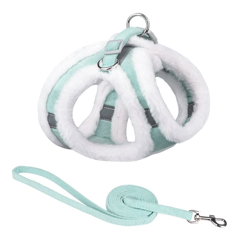 Minimalist Classic Style Faux Rabbit Fur Solid Color Leash